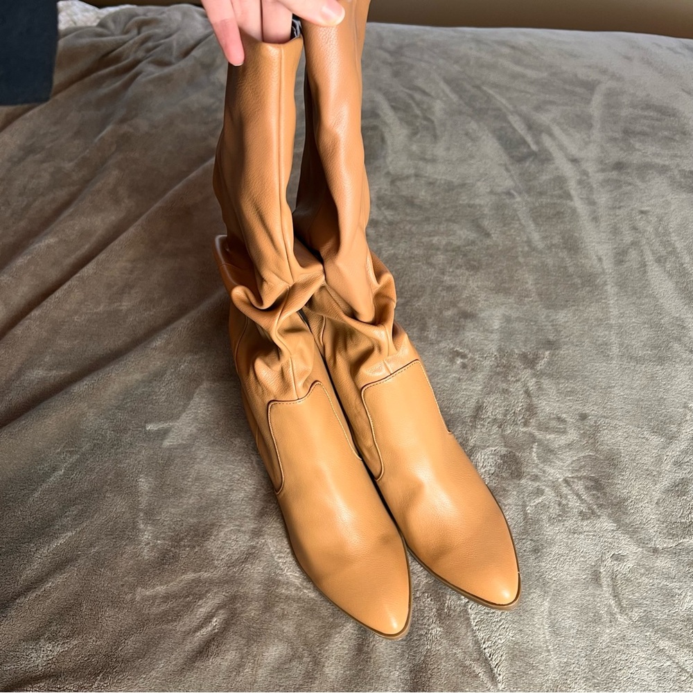 Sz 10 | NWOT Dolce Vita 'Numbra' Light Brown Slouchy Tall Knee High Heel Boots - Picture 6 of 17